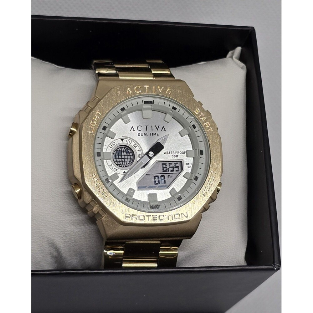 Activa x Invicta Digital Unisex Watch 45.5mm, Gold Band, White Dial NEW W/ Box! - Picture 4 of 8